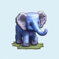 Cute Blue Baby Elephant Pixel Art In Inventive Character Design