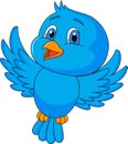 Cute blue bird cartoon Royalty Free Stock Photo