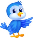 Cute blue bird cartoon Royalty Free Stock Photo