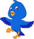 Cute blue bird cartoon Royalty Free Stock Photo