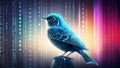 Cute blue bird fantasy datamoshing background Royalty Free Stock Photo