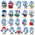Cute blue bird mascot pack Royalty Free Stock Photo