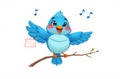 A Cute Blue Bird With A Poster At 9-12-2024 Royalty Free Stock Photo