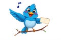 A Cute Blue Bird With A Poster At 9-12-2024 Royalty Free Stock Photo