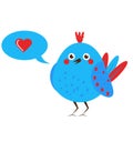 Cute blue bird with speech bubble with like icon Royalty Free Stock Photo