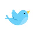 Cute blue bird. Vector illustration in flat style Royalty Free Stock Photo