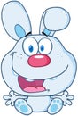 Cute Blue Bunny Cartoon Character