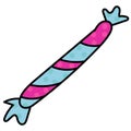 Cute blue candy flapper, vector color element in doodle style, cute drawing