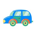 Cute blue car toy for children. Vector illustration isolated on white background Royalty Free Stock Photo