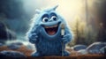 Cute Blue Cartoon Monster Singing In The Forest Royalty Free Stock Photo