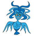 Cute blue cartoon monster on the white background Royalty Free Stock Photo
