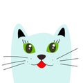 cute blue cat girl illustration. Print graphic for T-shirt. Cat face character. A gray kitten Vector illustration for Royalty Free Stock Photo