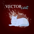 Cute blue cat for the logo. Red vectorielles background image