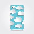 Cute blue clouds collection illustration on phone case back