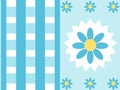 Cute blue daisy floral pattern with gingham check border Royalty Free Stock Photo