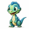 Cute Blue Dinosaur Boy Cartoonish Realism Tee Shirt Design