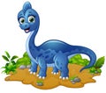 Cute blue dinosaur cartoon