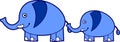 Cute blue elephants