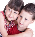 Cute blue-eyed children posing Royalty Free Stock Photo