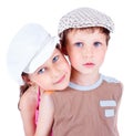 Cute blue-eyed children posing Royalty Free Stock Photo