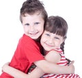 Cute blue-eyed children posing Royalty Free Stock Photo