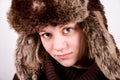 Cute blue eyed girl with ushanka Royalty Free Stock Photo