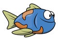 Cute Blue Fish Cartoon Color Illustration Royalty Free Stock Photo