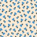 Cute blue flowers hand drawn vector illustration. Adorable floral seamless pattern for kids.