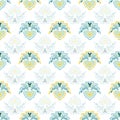 Cute blue folk heart seamless pattern