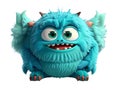 Cute blue furry monster on a transparent background Royalty Free Stock Photo