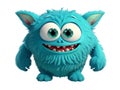 Cute blue furry monster on a transparent background Royalty Free Stock Photo