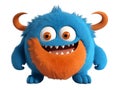 Cute blue furry monster on a transparent background Royalty Free Stock Photo