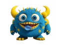 Cute blue furry monster on a transparent background Royalty Free Stock Photo