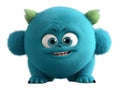 Cute blue furry monster on a transparent background Royalty Free Stock Photo