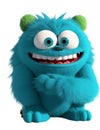Cute blue furry monster on a transparent background Royalty Free Stock Photo