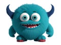 Cute blue furry monster on a transparent background Royalty Free Stock Photo