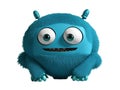 Cute blue furry monster on a transparent background Royalty Free Stock Photo