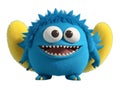 Cute blue furry monster on a transparent background Royalty Free Stock Photo