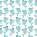 Cute blue hammerhead hand drawn doodle seamless pattern on white background