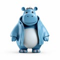 Cute Blue Hippo Figurine - Rendered In Cinema4d - High Resolution