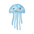 Cute blue jellyfish on a white background Royalty Free Stock Photo