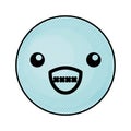 Cute blue kawaii emoticon face