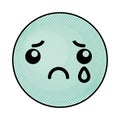 Cute blue kawaii emoticon face