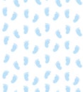 Cute Blue Little Baby Feet Vector Pattern. White Background. Baby Shower Theme. Royalty Free Stock Photo