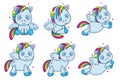 Cute blue little pony with wings set of different poses Royalty Free Stock Photo