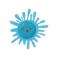 Cute blue microbe with funny face, humanized bacteria cartoon character vector Illustration on a white background