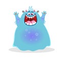 Cute blue monster. Happy Halloween mascot character. Best for kid parties designs, t-shirt and posters.