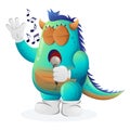 Cute blue monster singing, sing a song Royalty Free Stock Photo
