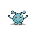 Cute Blue Monster Vector Icon Illustration. Monster Mascot Cartoon Character Royalty Free Stock Photo