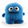 Cute blue monster on white background. Royalty Free Stock Photo